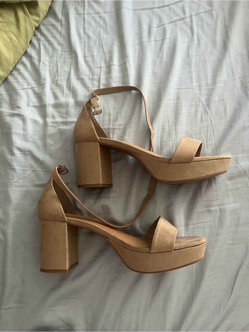 Torrid Platform Block Heel Sandals in Beige - Women's Ankle Strap Heels